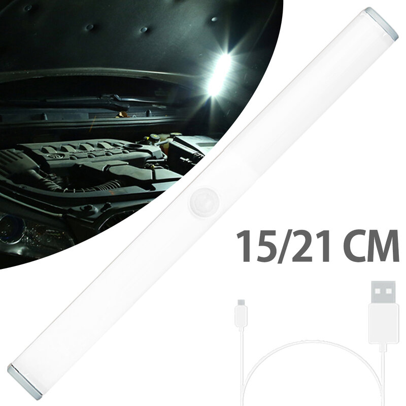 Lampu LED Bawah Lemari Sensor Gerak Lampu Lemari dengan Perekat Magnetik DC5V USB Pengisian Lampu Malam untuk Lorong Lemari Mobil