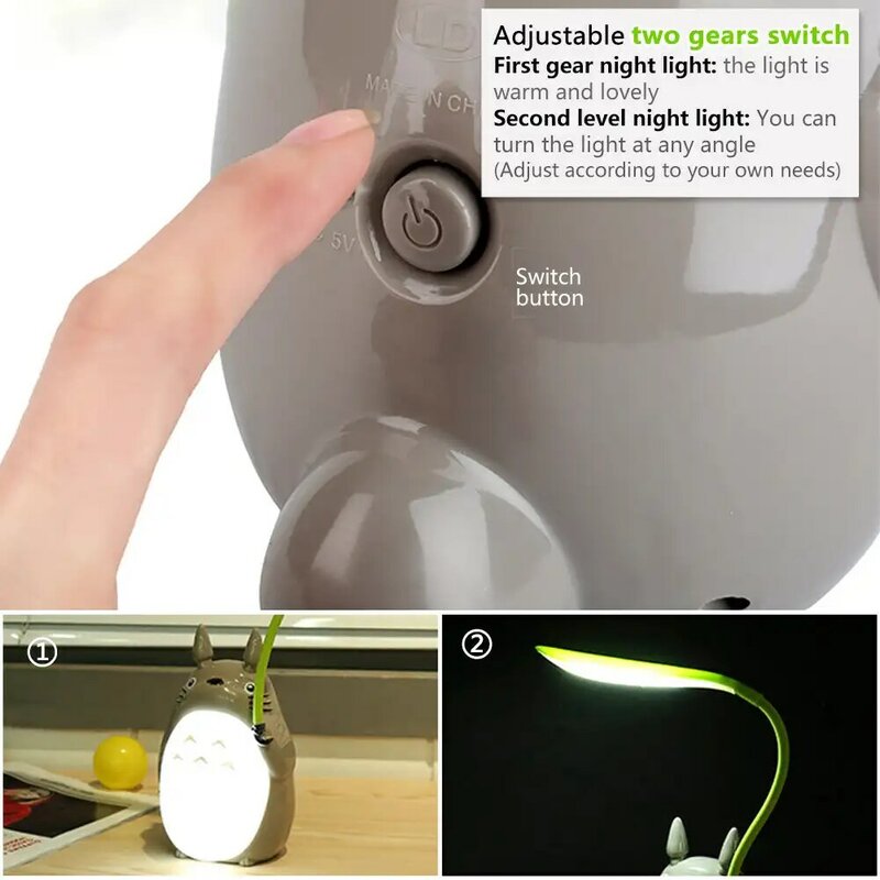 Популярный мультяшный Тоторо светодиодный ночник USB зарядка креативный животный прикроватный складной настольный светильник для детей подарок декор для комнаты