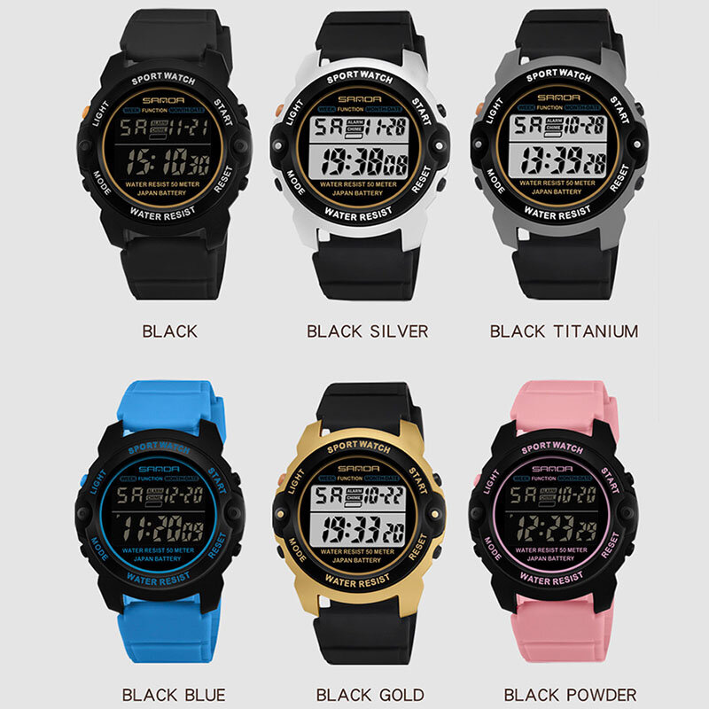 Часы SANDA женские цифровые, модные спортивные повседневные Водонепроницаемые светодиодные наручные, 50 м