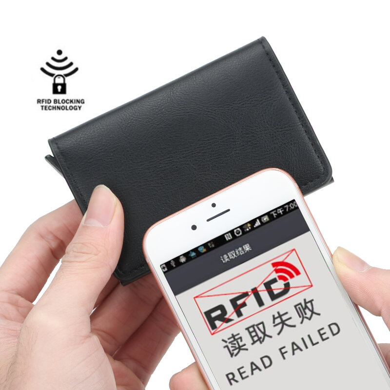 2022ใหม่ Rfid ผู้ถือบัตรกระเป๋าสตางค์เงินชาย Vintage สีดำสั้นกระเป๋าสตางค์ขนาดเล็กหนังกระเป๋าสตางค...