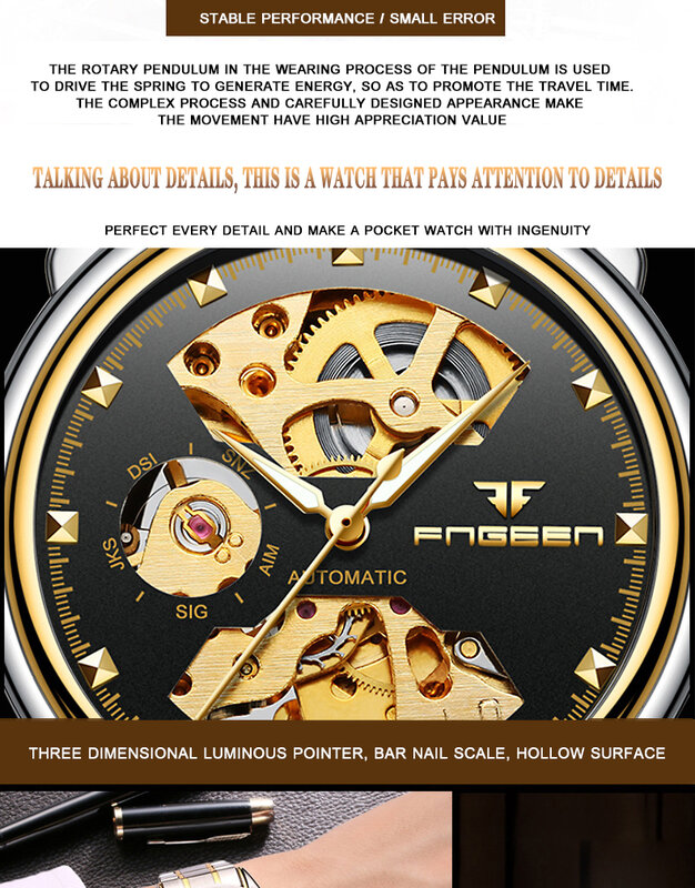 Skeleton Tourbillon Automatic Watch for Men Mechanical Mens Watches Fashion Womens Wristwatch Waterproof Gold Relogio Masculino