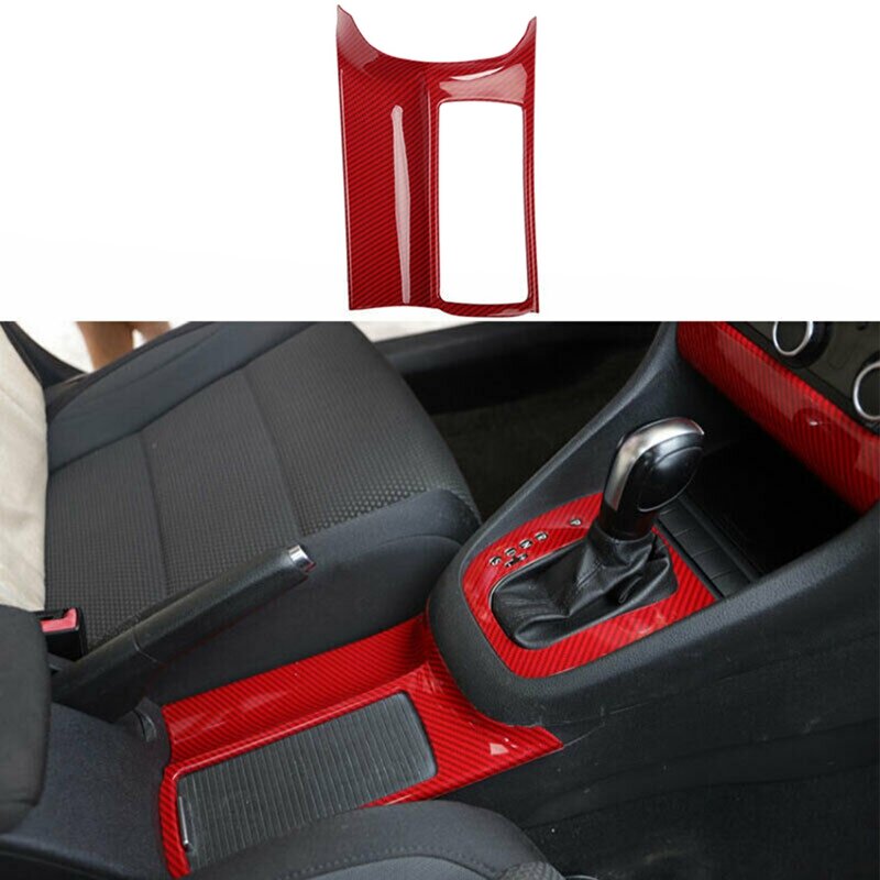 Red Carbon Fiber Car Central Control Water Cup Holder Cover Panel Trim for Golf 6 MK6 - 2008-2012-boom