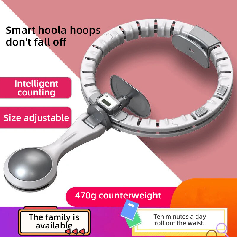 TEZEWA Detachable Fitness Hoop Weighted Hoola Hoop Grey Smart Electronic Counting Hoop Adjustable Fit for women Lose Weight