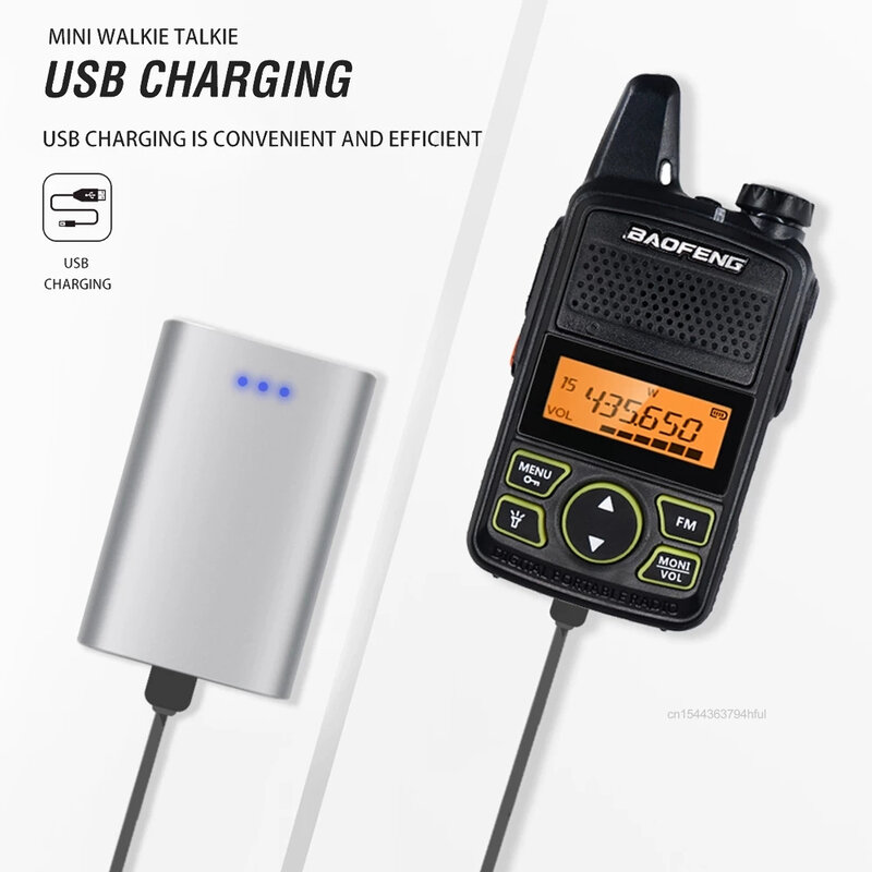 Baofeng – Mini walkie-talkie BF-T1 UHF 400-470MHz 1500mAh, Portable, Radio bidirectionnelle, Support chargeur USB, émetteur-récepteur HF 20 canaux