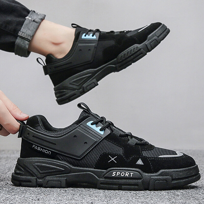 남자 운동화 봄 통기성 공구 신발 남자 착용 할 수있는 안티 스매쉬 작업 안전 신발 레이스 업 야외 하이킹 신발 Zapatillas