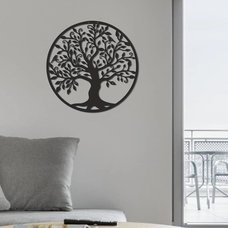 Árbol de Metal en forma de árbol para colgar en la pared del hogar, arte de Metal para colgar en la pared, decoración colgante para el hogar