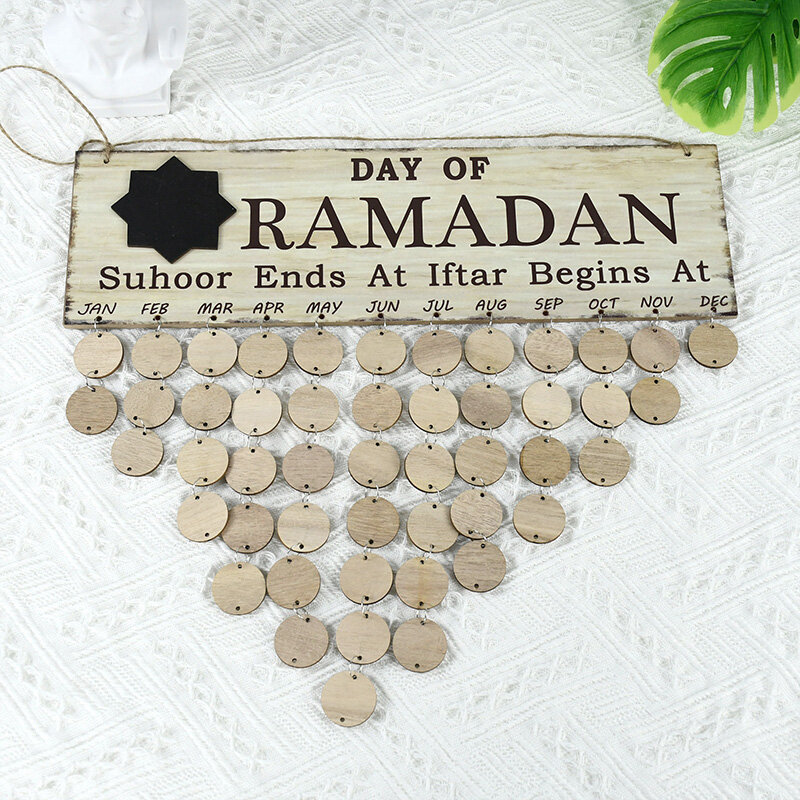 Calendario recordatorio de ramadán de Days Till Eid, tablero de madera, decoración colgante de pared Eid Mubarak Kareem Ramadán, fiesta, decoración del hogar