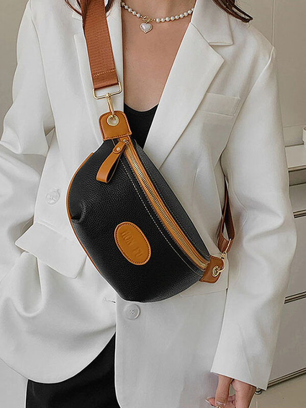 Shoulder Bag Women's Fanny Pack Contrast Designer Handbags for Women Waist Packs New Luxury Leather Female Chest Crossbody Bags