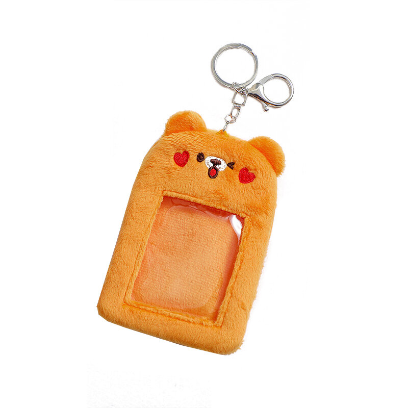 New Arrival Bear Plush Photocard Holder Credit ID Bank Card Bus Card Protective Case Photo Sleeves Stationery Small Card Hang