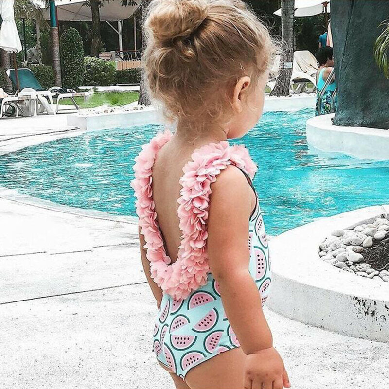 Fashion Bow Icecream Baby Kids Girls Swimsuit One Piece New Summer Bikini Bathing Suit Beach Bodysuit Swimwear Toddler Kids Wear