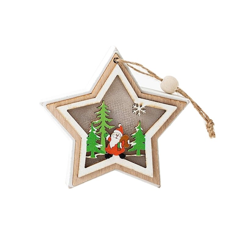 Lâmpada led vento árvore de natal forma noite lâmpada pequena pentagrama lanterna com corda christma árvore pingente ornamento artesanato
