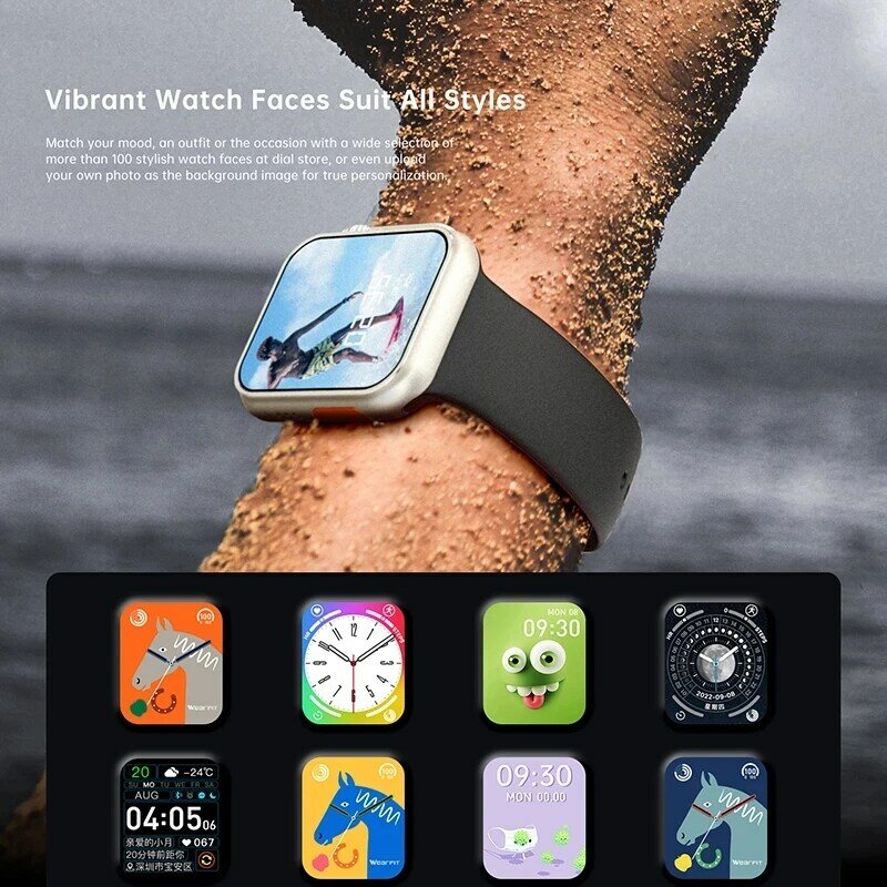 Inteligentny zegarek Ultra Series 8 kontrola dostępu NFC odblokowanie Smartwatch połączenie Bluetooth IP68 ekran HD wodoodporne ładowanie bezprzewodowe