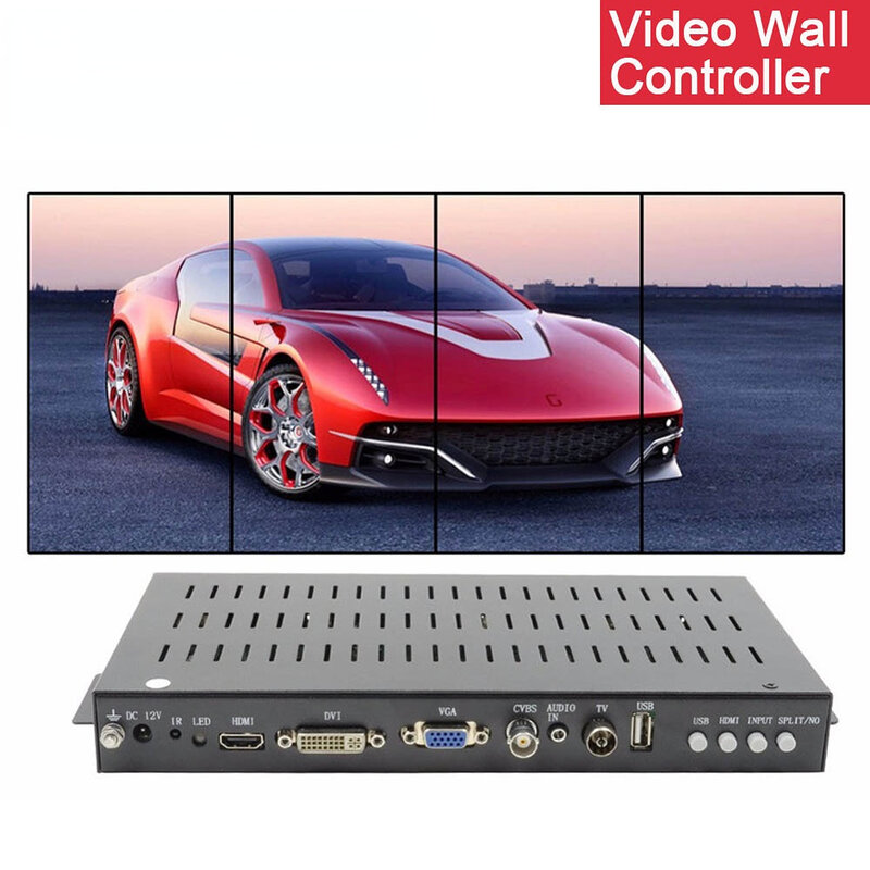 وحدة تحكم الفيديو الجدارية العمودية لعرض 2/3/4 بورتريه 1x4 1x3 1x2 2x2 تدوير 90 درجة HDMI/DVI/VGA/CVBS/TV/USB