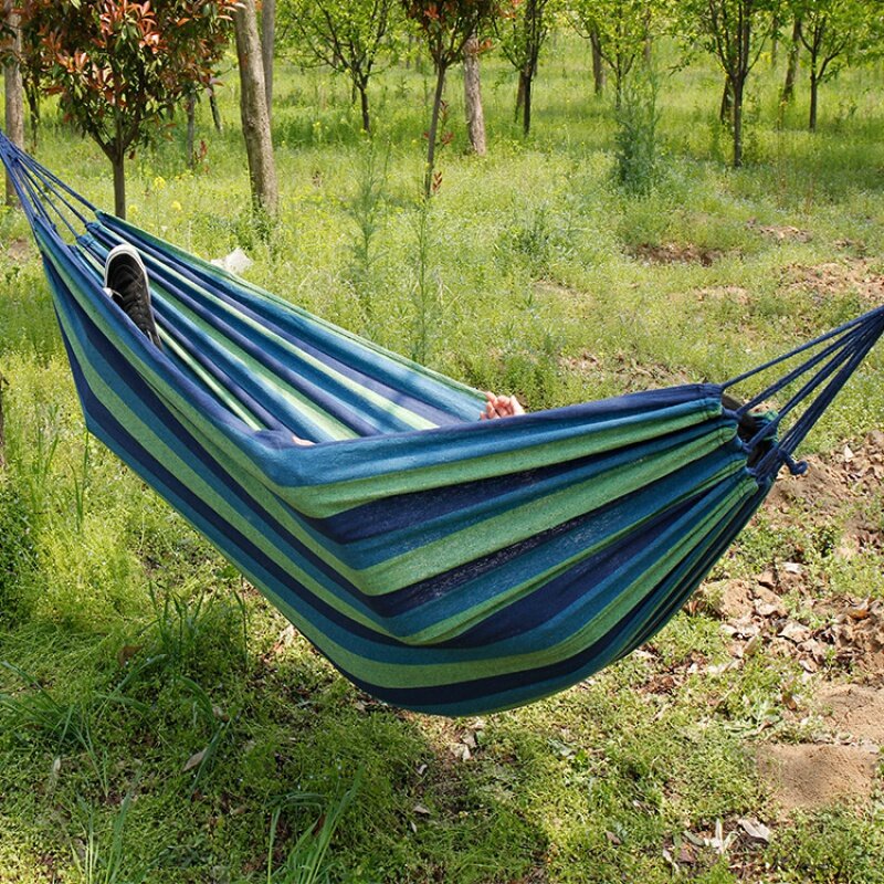 Canvas Curved Stick Swing Hammock, Outdoor Camping, Camping, Anti-Rollover, Single, Double