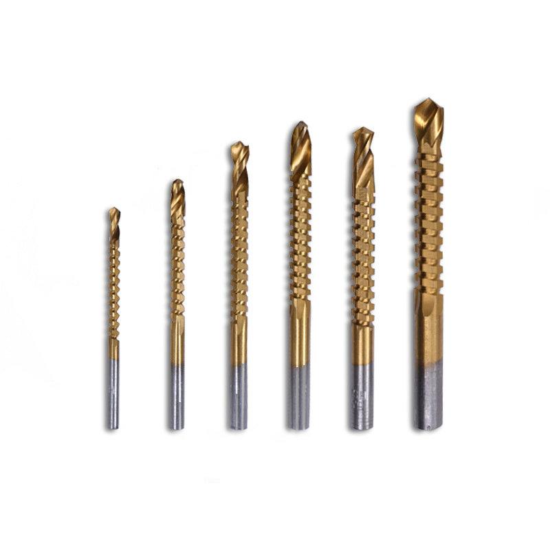 6pcs/set of High-speed Steel Round Shank Metric Composite Tap Spiral Twist Cobalt Drill Bit for Drilling, Cutting and Polishing