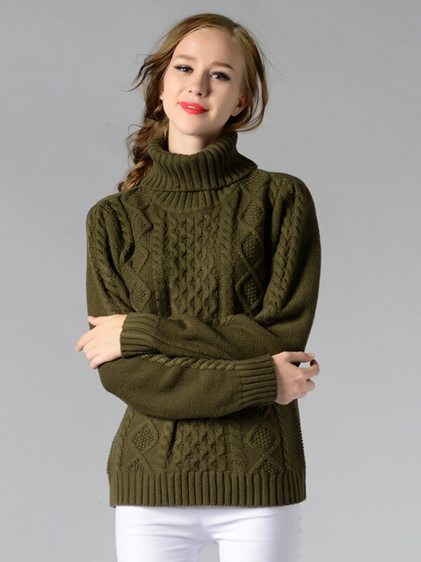 Suéter de cuello alto para mujer, Jersey grueso de manga larga, a la moda, para invierno, 2022