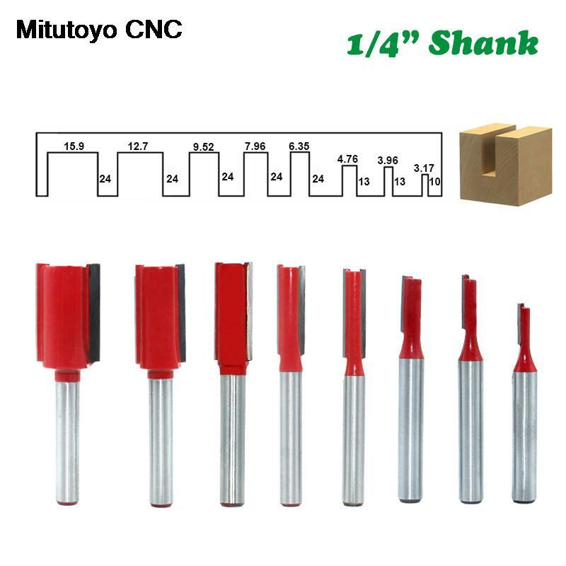 1Pcs 1/4" Shank Milling Cutter For Wood 6.35mm Blade Double Flutes Straight Bit Woodworking Tools Carving Trimming Router Bit
