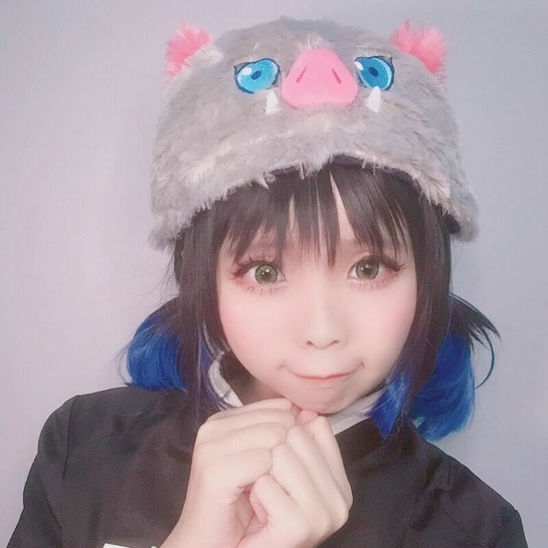 Anime demônio slayer kimetsu não yaiba cosplay chapéu hashibira inosuke cosplay chapéu pescador trajes de halloween para mulher