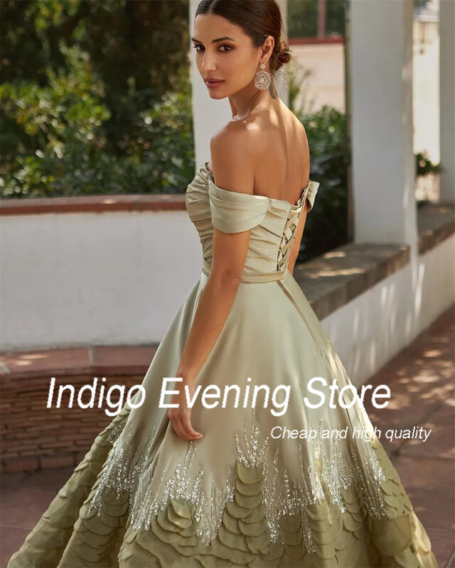 Indigo Prom Dresses Eleagnt Off The Shoulder A-line Beads Layered Petals Formal Party Dress For Women 2024 vestidos de fiesta
