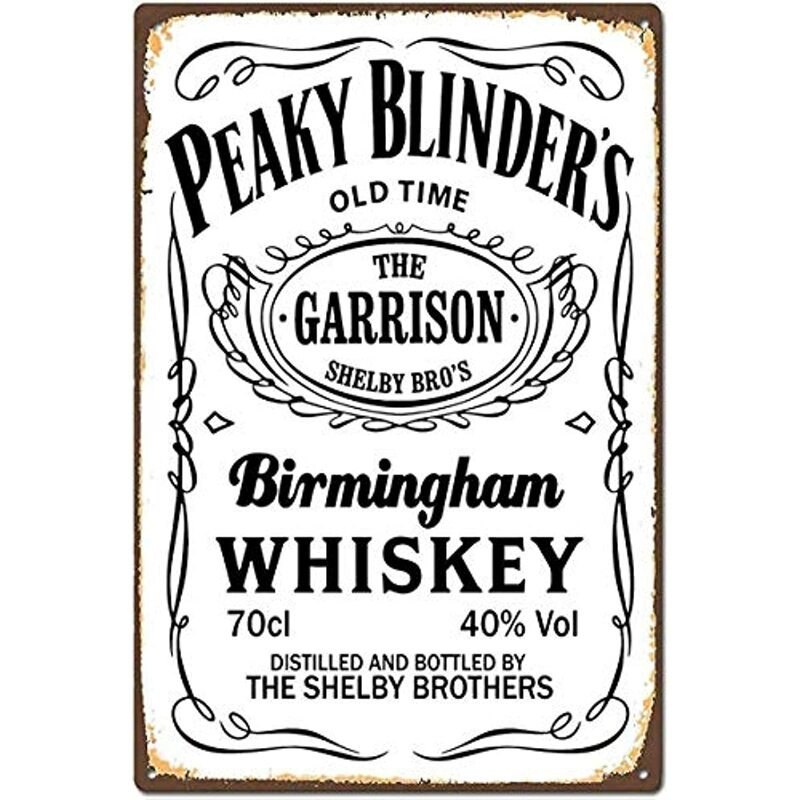 Affiche vintage Peaky Blinders en métal, 18/signe parlant, peinture en fer, pub, whisky, décor de ferme, décor de chambre