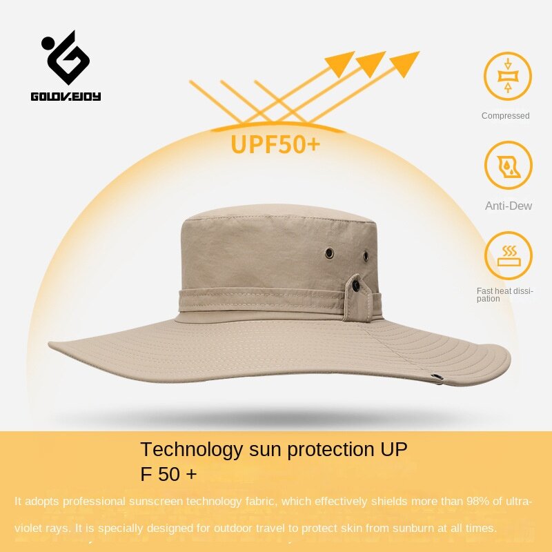 Shade fisherman hat in summer men's sun protection and UV protection big brim hat outdoor fishing waterproof fast drying