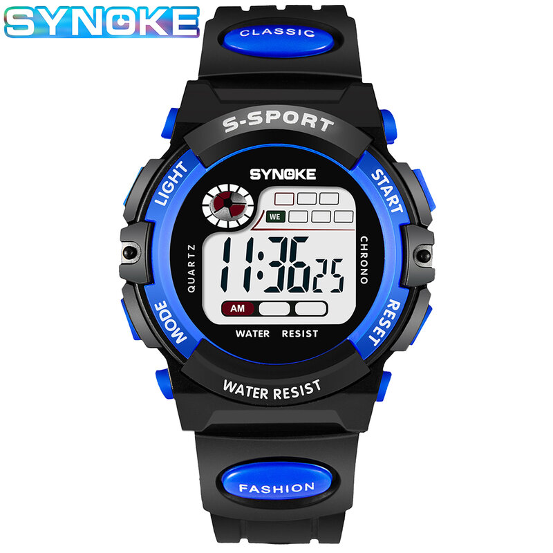 Synoke-子供用時計,子供用時計,LEDディスプレイ,防水,スポーツ
