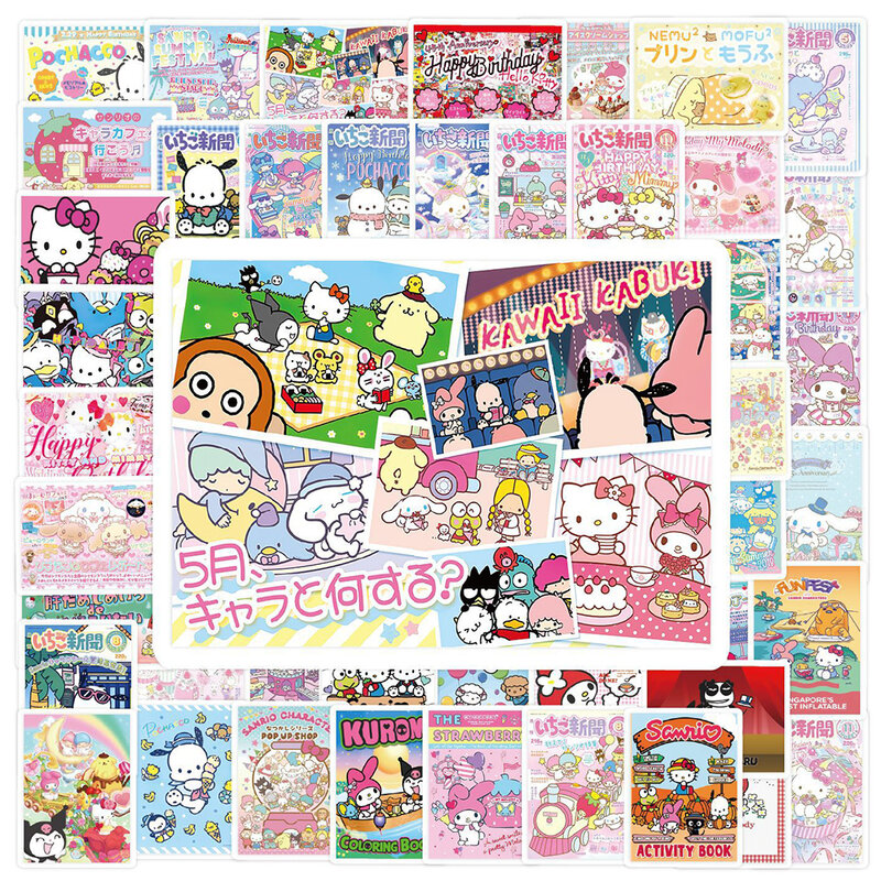 Sanrio Dos Desenhos Animados Adesivos para Laptop e Telefone, Kawaii Graffiti Adesivo, Anime Cartaz, Olá Kitty e Minha Melodia, Bonito e Kawaii, 10 PCs, 30 PCs, 50PCs
