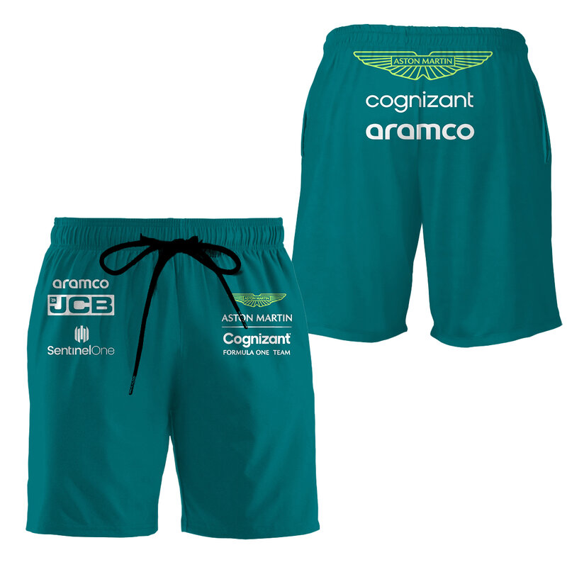 Pantalones cortos de verano del equipo Aston Martin de F1, pantalones deportivos de Fórmula One, piloto de carreras, pantalones de playa de nuevo diseño, 2023