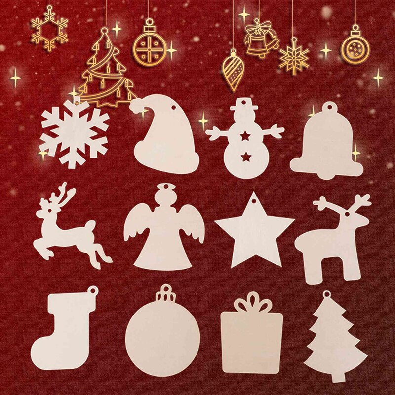 10 шт. рождественских деревянных подвесок, Креативные аксессуары для украшения дома, рождественские деревянные подвески, резьба