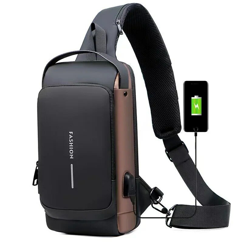 Designer Men torba podróżna przeciw kradzieży torba ładująca USB wielofunkcyjna torba na klatkę piersiowa na ramię luksusowa męska wodoodporna torba Crossbody