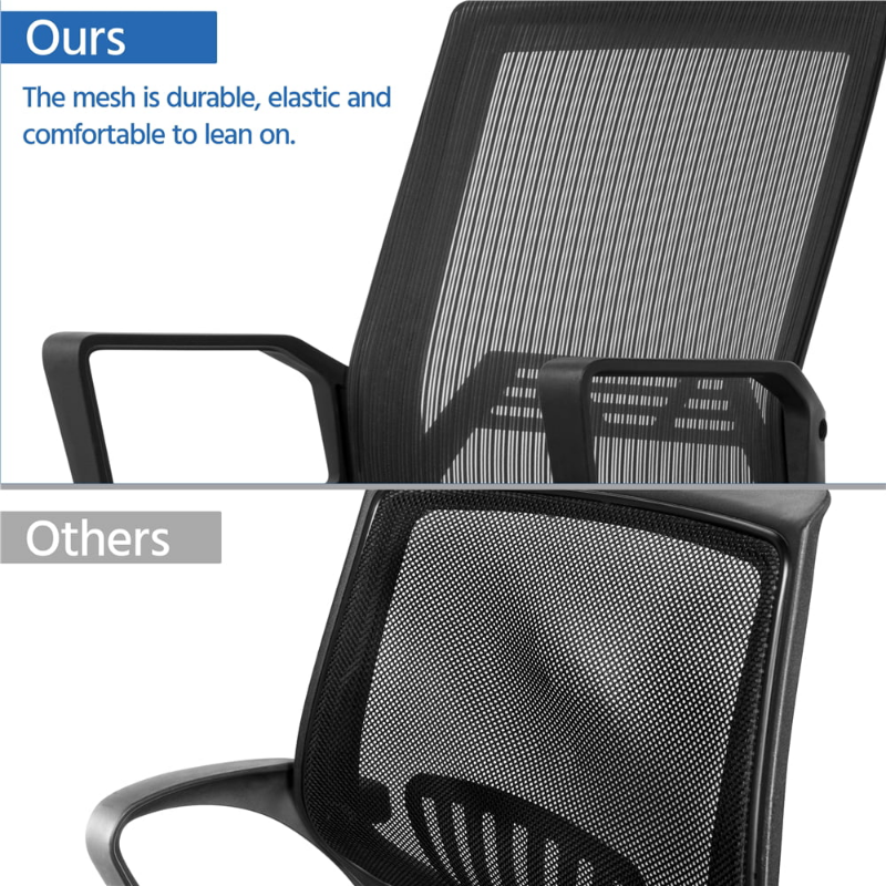 Sedia per Computer ergonomica regolabile in rete con schienale medio Easyfashion, nera