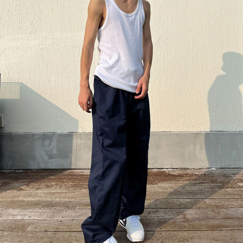 Pantaloni Casual larghi rossi da uomo moda dritto solido gamba larga Oversize Harajuku Vintage Retro Streetwear Hip Hop Chicano Skateboard