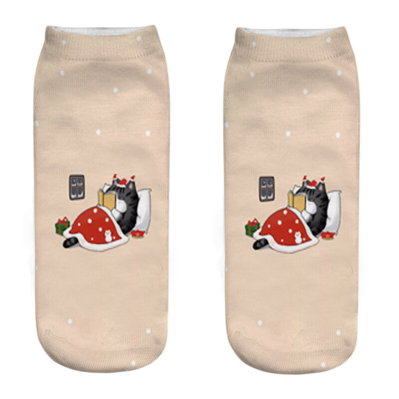 مضحك ثلاثية الأبعاد الجوارب النسائية قصيرة القطن Cat البيع القط مصمم موضة مسلية جميل Harajuku kawaii هدية سعيد لطيف الكاحل الجوارب