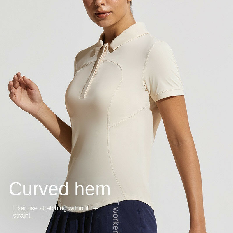 Abbigliamento donna camicie Top camicie a maniche corte Polo ad asciugatura rapida progettata per il Tennis t-Shirt da Golf Slim Fit lunghezza anca estate