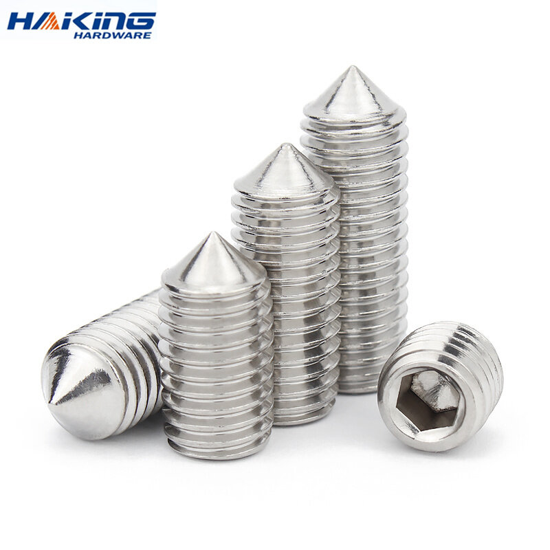 10pcs/lot Hex hexagon socket set screw cone point grub screw M8 M10 M12 304 A2-70 Stainless Steel DIN914