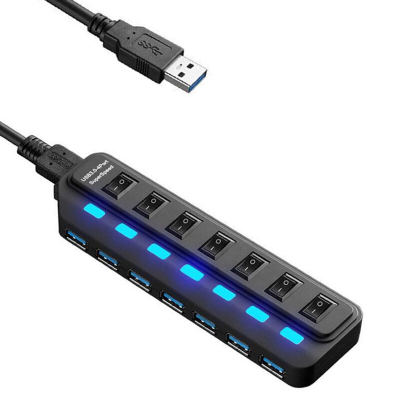 Adaptador de cabo divisor de alta velocidade para laptops, USB tipo-a 3.0 Hub, fácil de usar, multi com interruptor, longo adequado, 30cm
