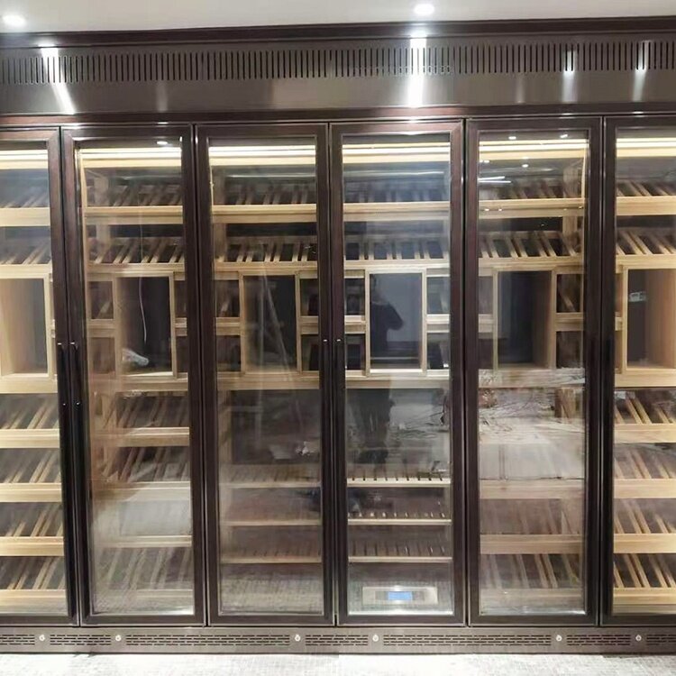 Refrigerador de interior de acero inoxidable personalizado con fuerte compresor para exhibición de vinos en la bodega