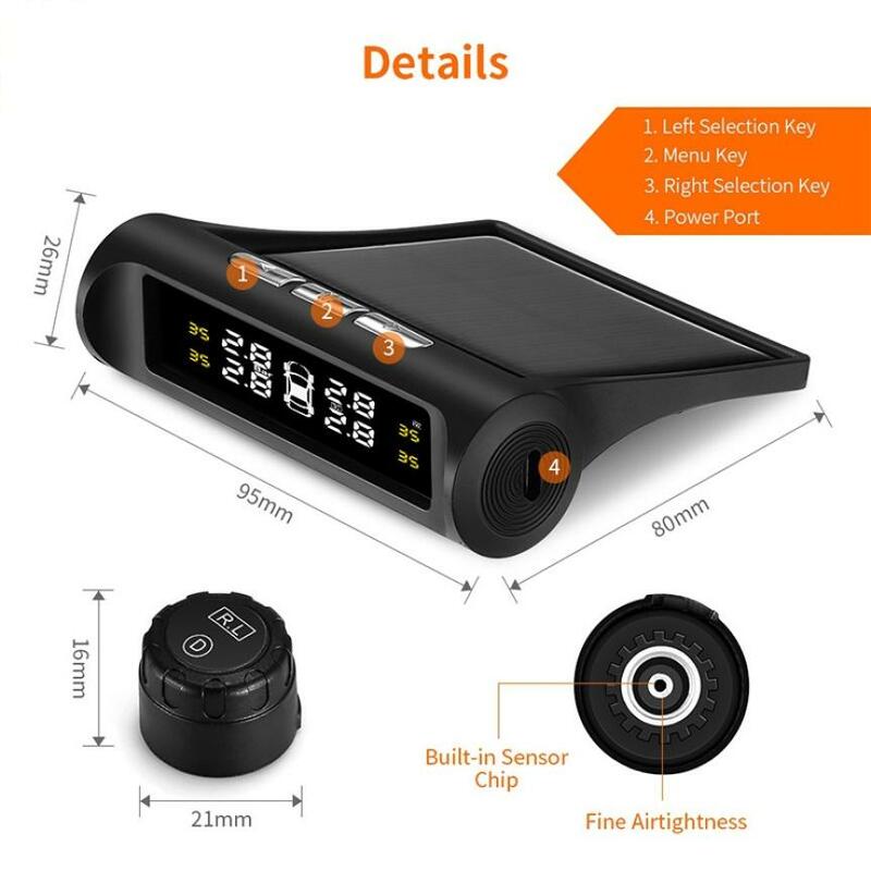 Energia Solar TPMS Sistema de Monitoramento de Pressão Dos Pneus Digital Lcd Auto USB Sensor De Alarme De Segurança Para SUVдатчик давления в шин