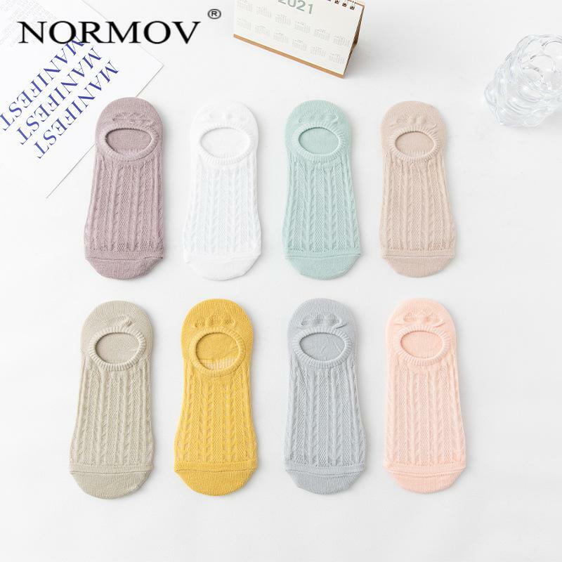 Normov 10 pares barco meias malha sexy algodão sólido respirável senhoras invisível meias simples buraco fino verão respirável meias