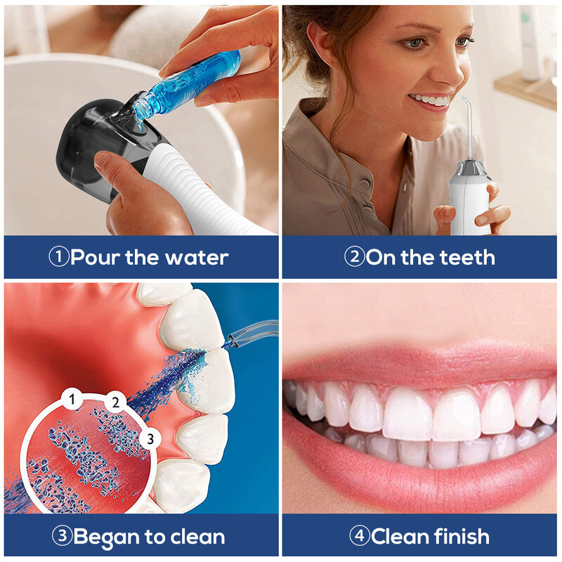 3 Modes Oral Irrigator Dental Water Flosser Dental Water Jet 300ML Tank Waterproof Teeth Whitening Oral Tooth Care with 7 Jets