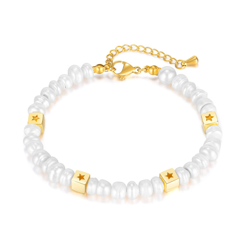 2022 w nowym stylu mody proste światło luksusowe słodkowodne perły biżuteria ręczna nisza projekt miedzi kwadratowych bransoletki dla kobiet