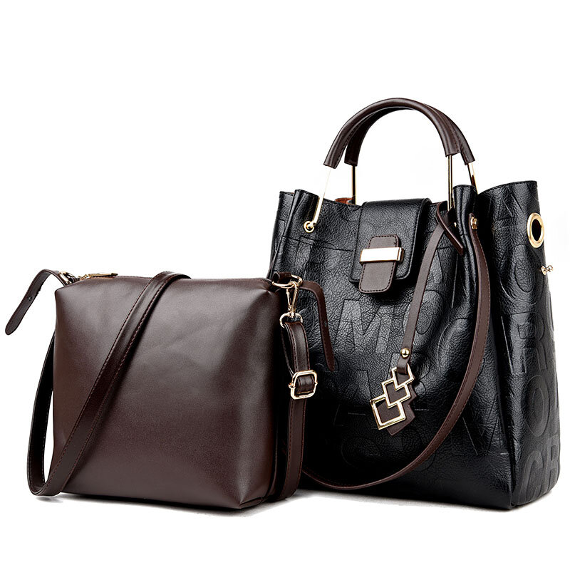 女性用ブラジル風レザーハンドバッグ,大容量ハンドバッグ,ショルダーバッグ,2枚,新しい2023コレクション
