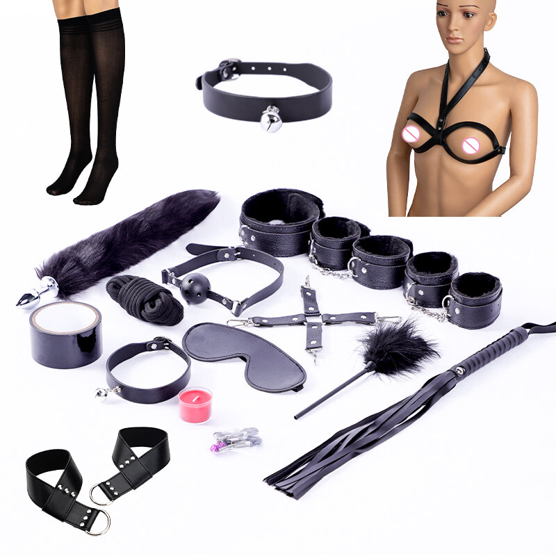 Bdsm Kits Volwassenen Sex Toys Voor Vrouwen Mannen Handboeien Tepelklemmen Zweep Spanking Sex Metalen Anaal Plug Vibrator Butt Bdsm bondage Set