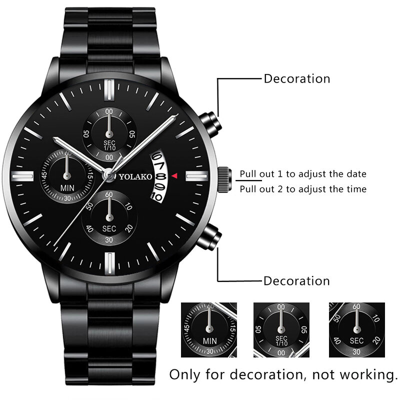 Reloj hombre moda masculina relógio de aço inoxidável calendário luxo quartzo relógio de pulso relógios de negócios homem relógio relogio masculino