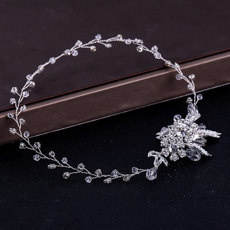Wianek dla panny młodej liść z kryształami stroik z pałąkiem na głowę akcesoria ślubne dla nowożeńców