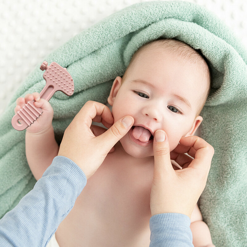 4 pezzi bambino massaggiagengive giocattolo ragazzo ragazza Silicone dentizione giocattoli per 0-24 mesi neonati neonati masticare cura dentale placare ciuccio