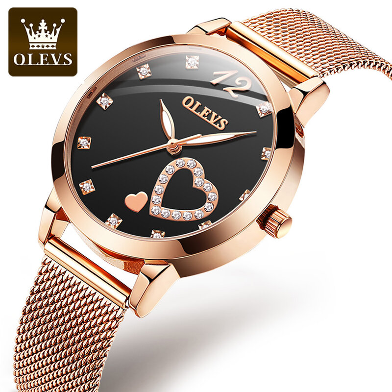 OLEVS-Reloj de pulsera de cuarzo para mujer, accesorio de acero inoxidable, resistente al agua, de alta calidad