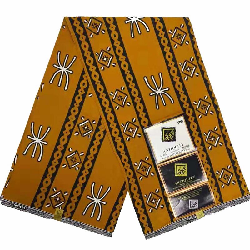 Tissu africain en coton à imprimés, véritable cire Ankara de haute qualité, 6 yards, pour robe de soirée
