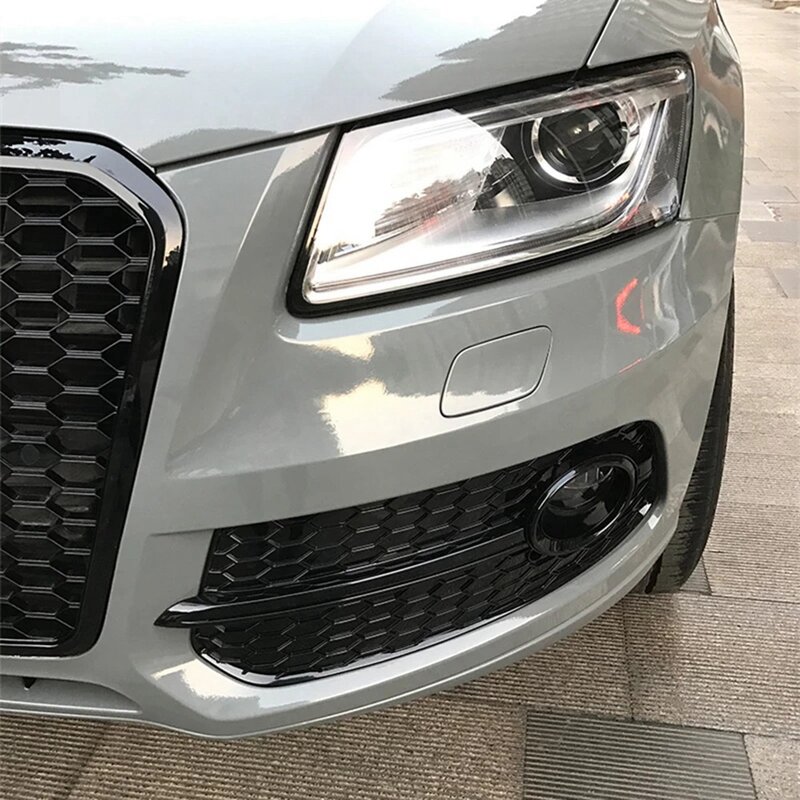 EIN Paar Alle Schwarz Auto Front Nebel Licht Abdeckung Honeycomb Grille Grill für-Audi Q5 2013 2014 2015 2016 2017