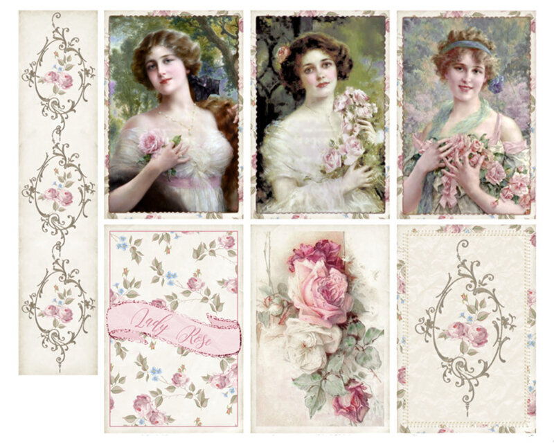 Vintage elegante senhora rosa jardim adesivo diy diário lixo planejador de artigos de papelaria decorativo scrapbook adesivos presente